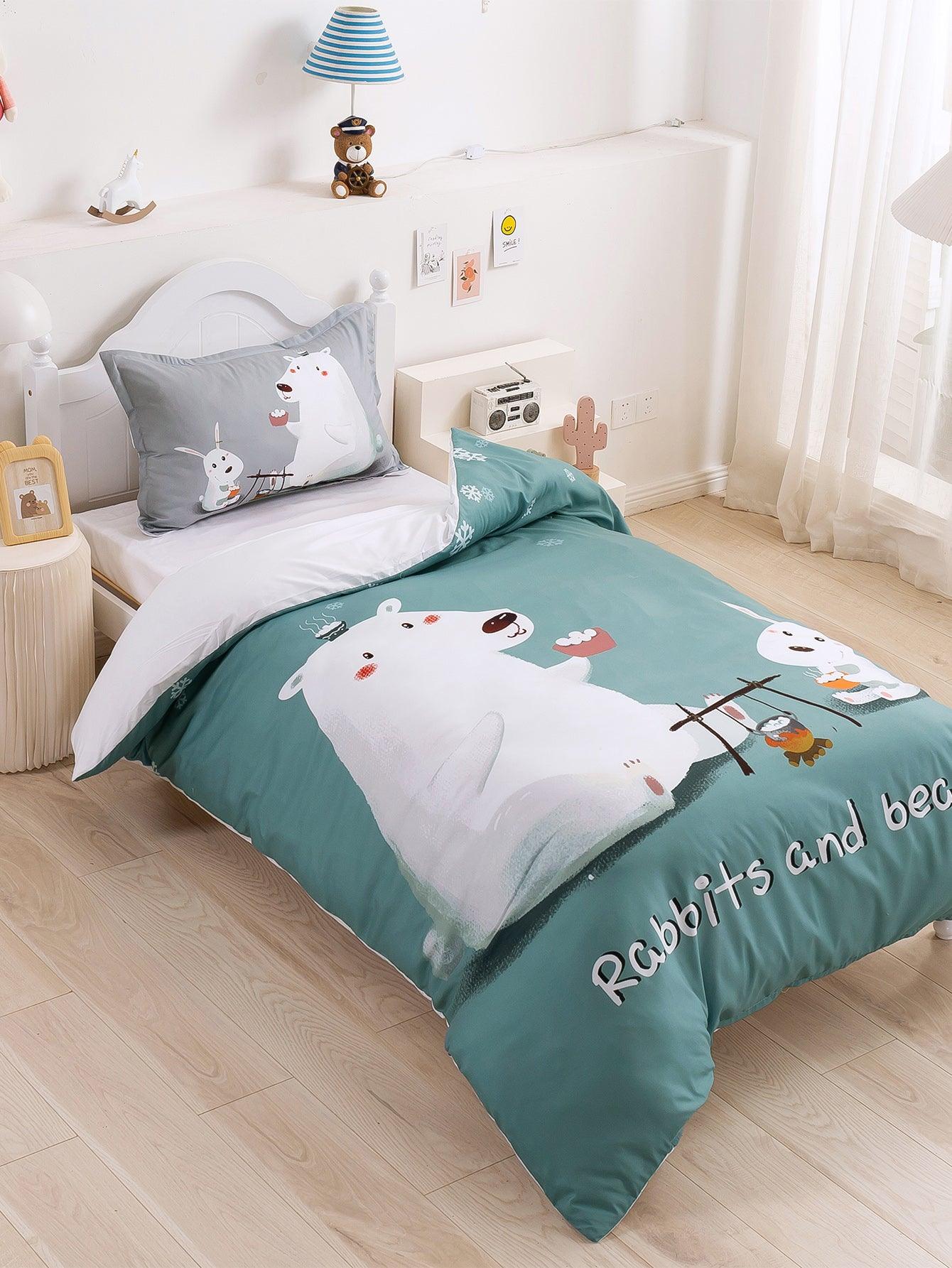 3D Cartoon Animal Polar Bear Quilt Cover Set Bedding Set Duvet Cover Pillowcases 346