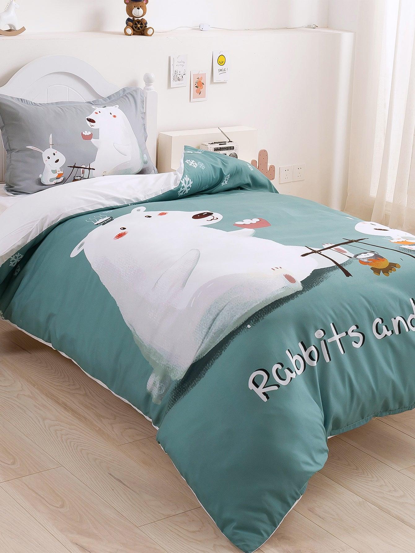 3D Cartoon Animal Polar Bear Quilt Cover Set Bedding Set Duvet Cover Pillowcases 346