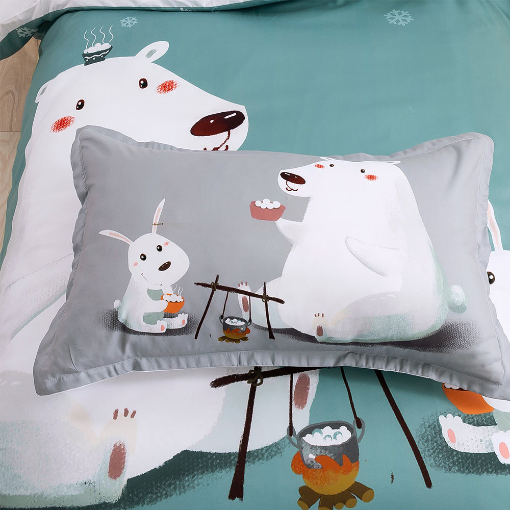3D Bear Rabbit Green Quilt Cover Set Bedding Set Duvet Cover Pillowcases 208