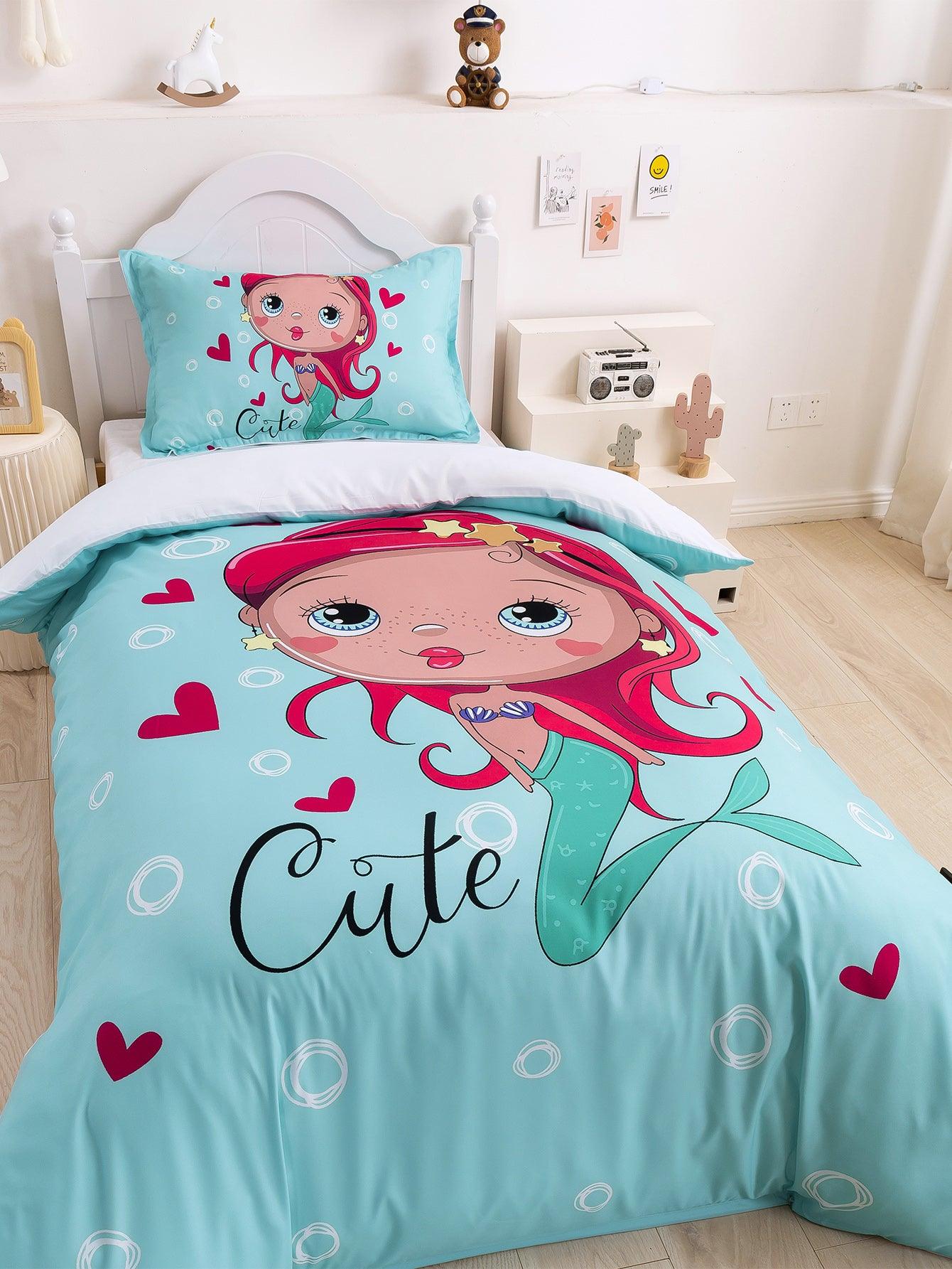 3D Cartoon Animal Mermaid Pattern Quilt Cover Set Bedding Set Duvet Cover Pillowcases 345