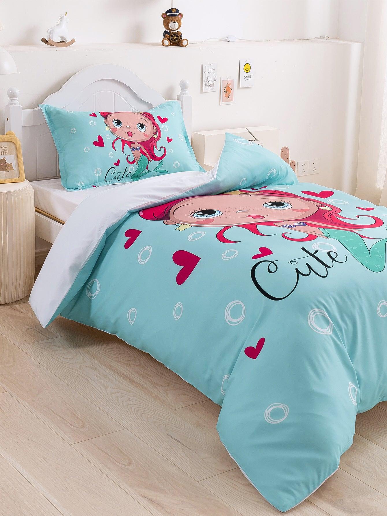 3D Cartoon Animal Mermaid Pattern Quilt Cover Set Bedding Set Duvet Cover Pillowcases 345
