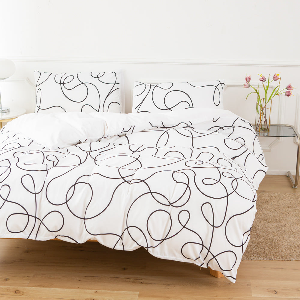 3D Black Lines Quilt Cover Set Bedding Set Duvet Cover Pillowcases 616