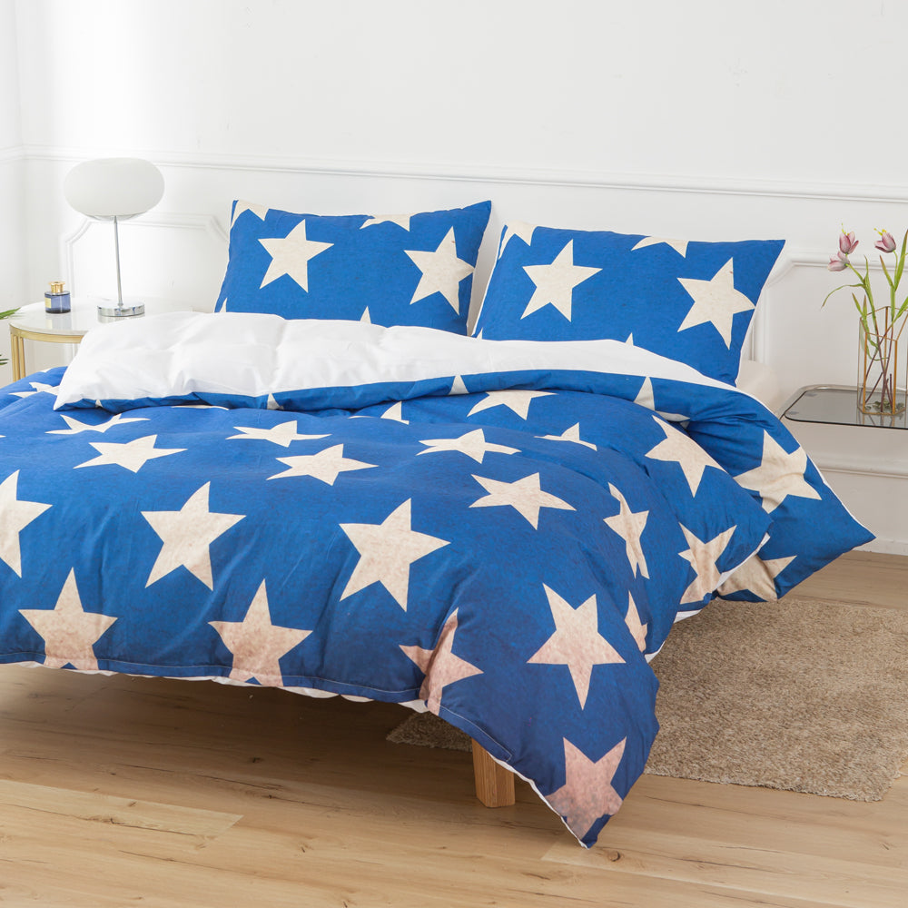 3D Blue Star Geometric Pattern Quilt Cover Set Bedding Set Duvet Cover Pillowcases 611
