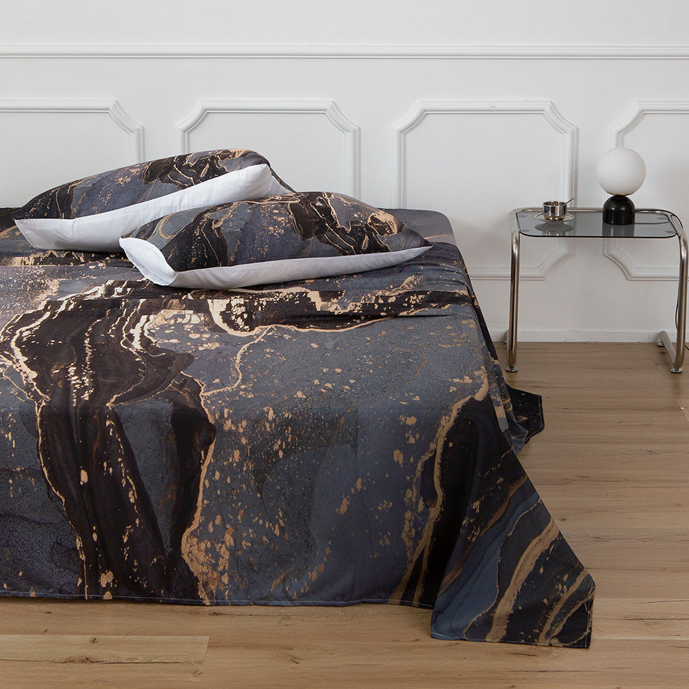 3D Black Golden Marble Quilt Cover Set Bedding Set Duvet Cover Pillowcases 708