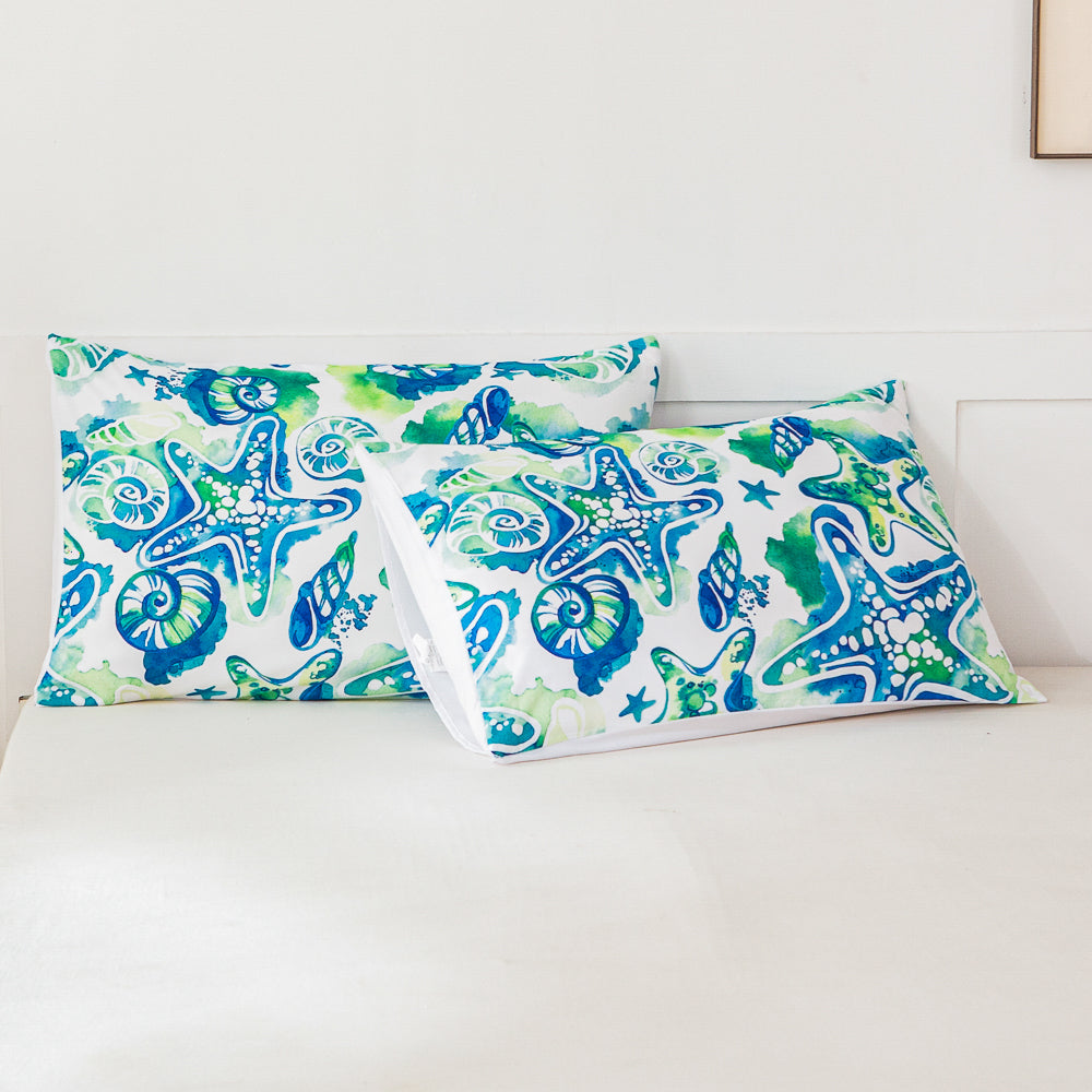 3D Blue Conch Starfish Pattern Quilt Cover Set Bedding Set Duvet Cover Pillowcases 581