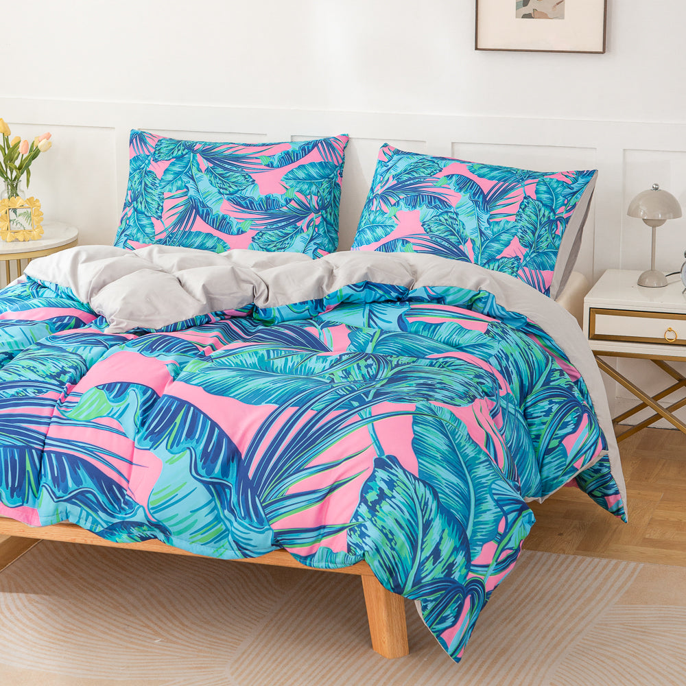 3D Blue Leaves Pattern Quilt Cover Set Bedding Set Duvet Cover Pillowcases 594