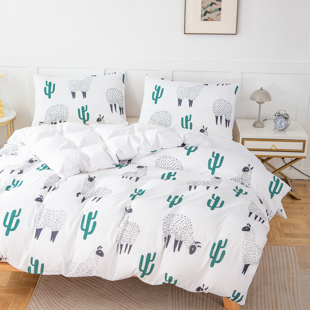 3D Alpaca Cactus Pattern Quilt Cover Set Bedding Set Duvet Cover Pillowcases 580