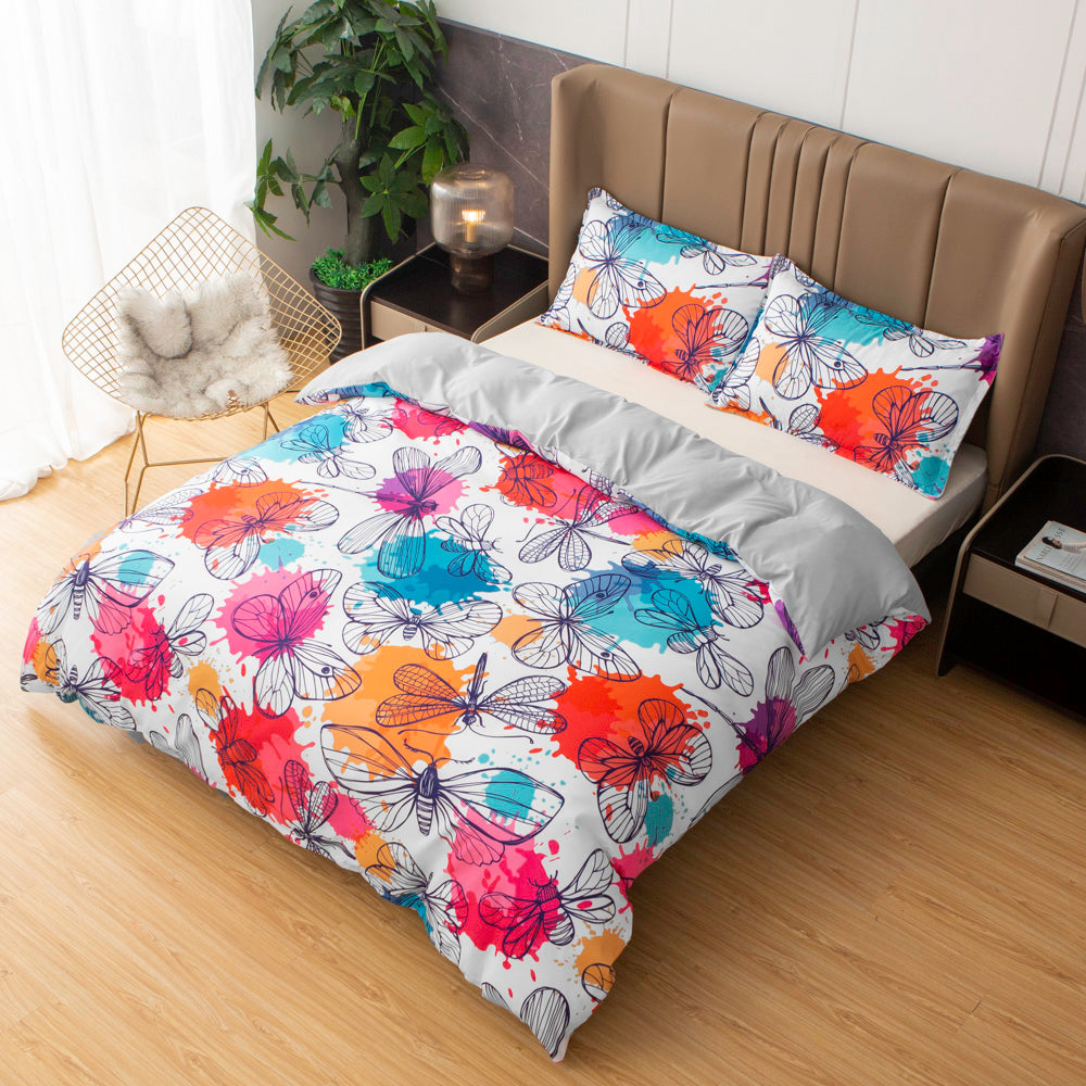 3D Butterfly Dragonfly Colorful Quilt Cover Set Bedding Set Duvet Cover Pillowcases 503