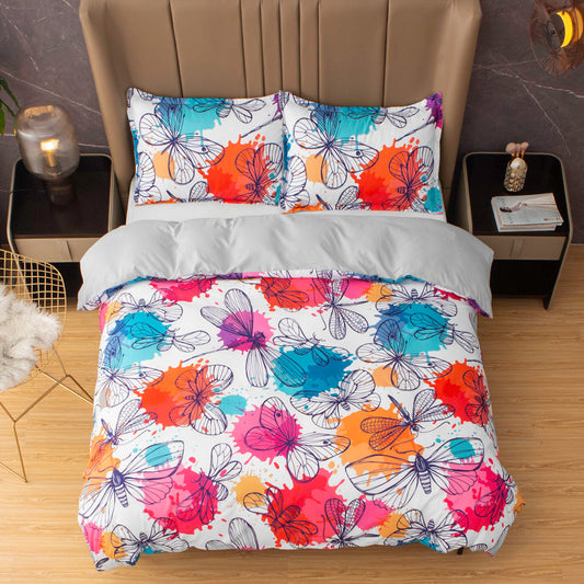 3D Butterfly Dragonfly Colorful Quilt Cover Set Bedding Set Duvet Cover Pillowcases 503