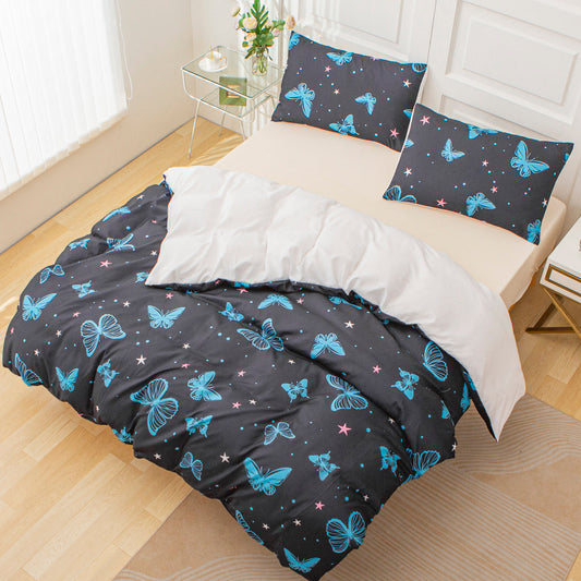 3D Blue Butterfly Pattern Quilt Cover Set Bedding Set Duvet Cover Pillowcases 600