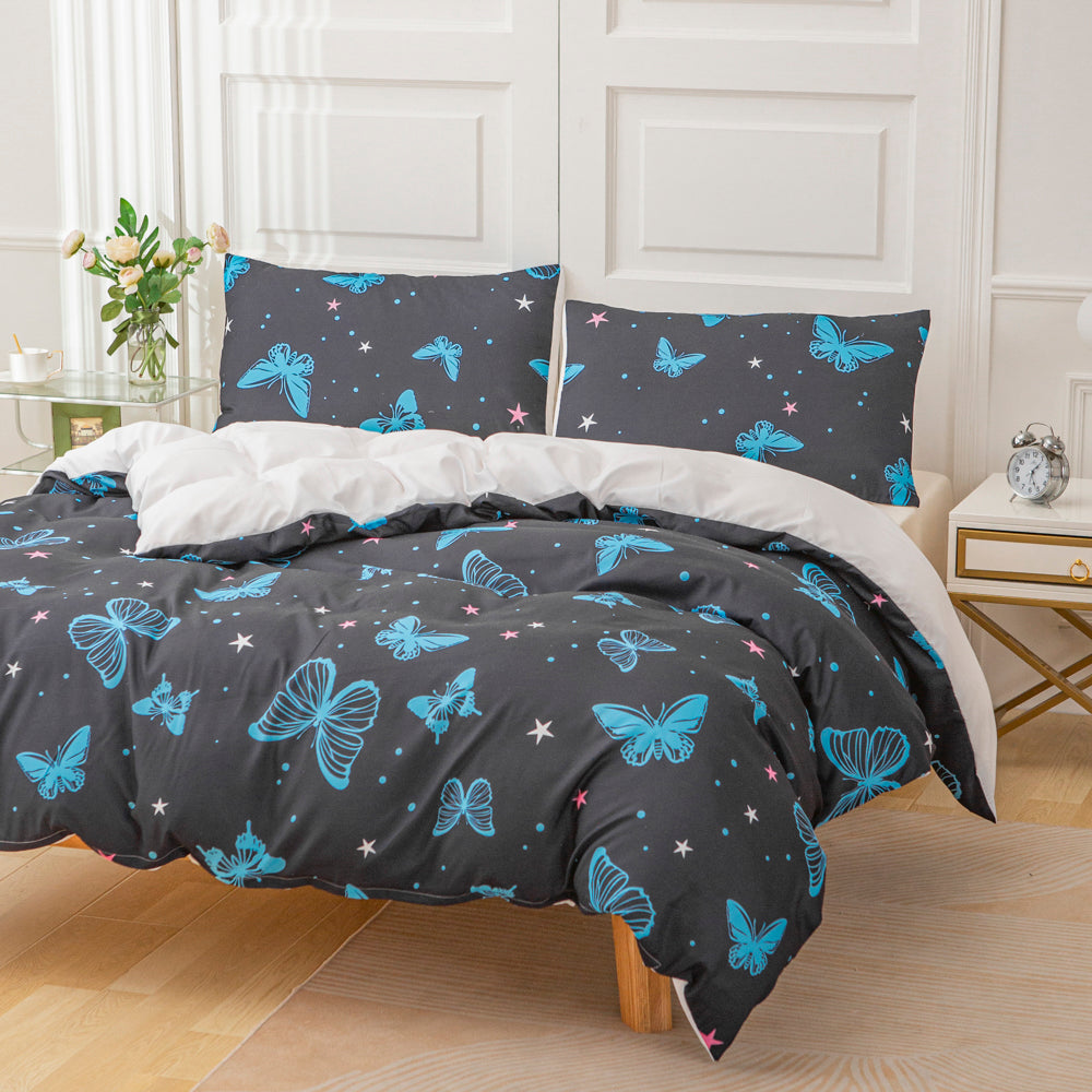 3D Blue Butterfly Pattern Quilt Cover Set Bedding Set Duvet Cover Pillowcases 600