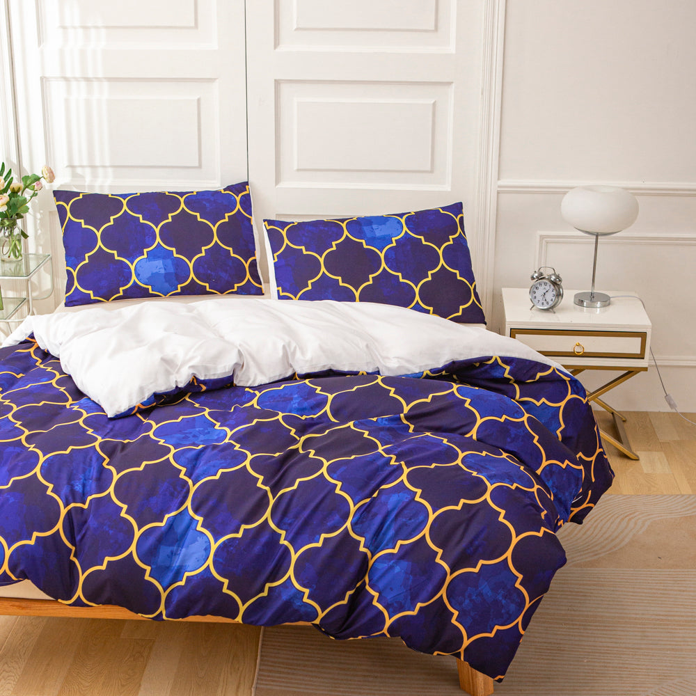 3D Blue Geometric Pattern Quilt Cover Set Bedding Set Duvet Cover Pillowcases 601