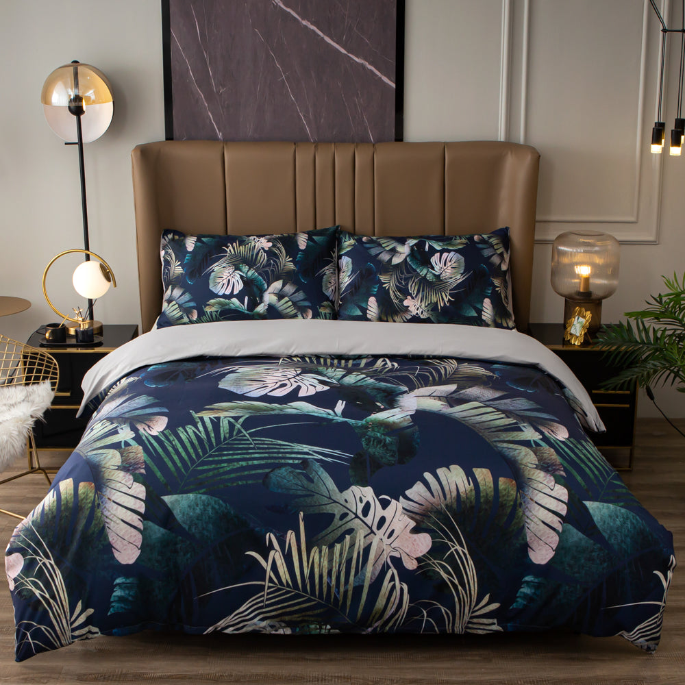 3D Blue Leaves Quilt Cover Set Bedding Set Duvet Cover Pillowcases 511