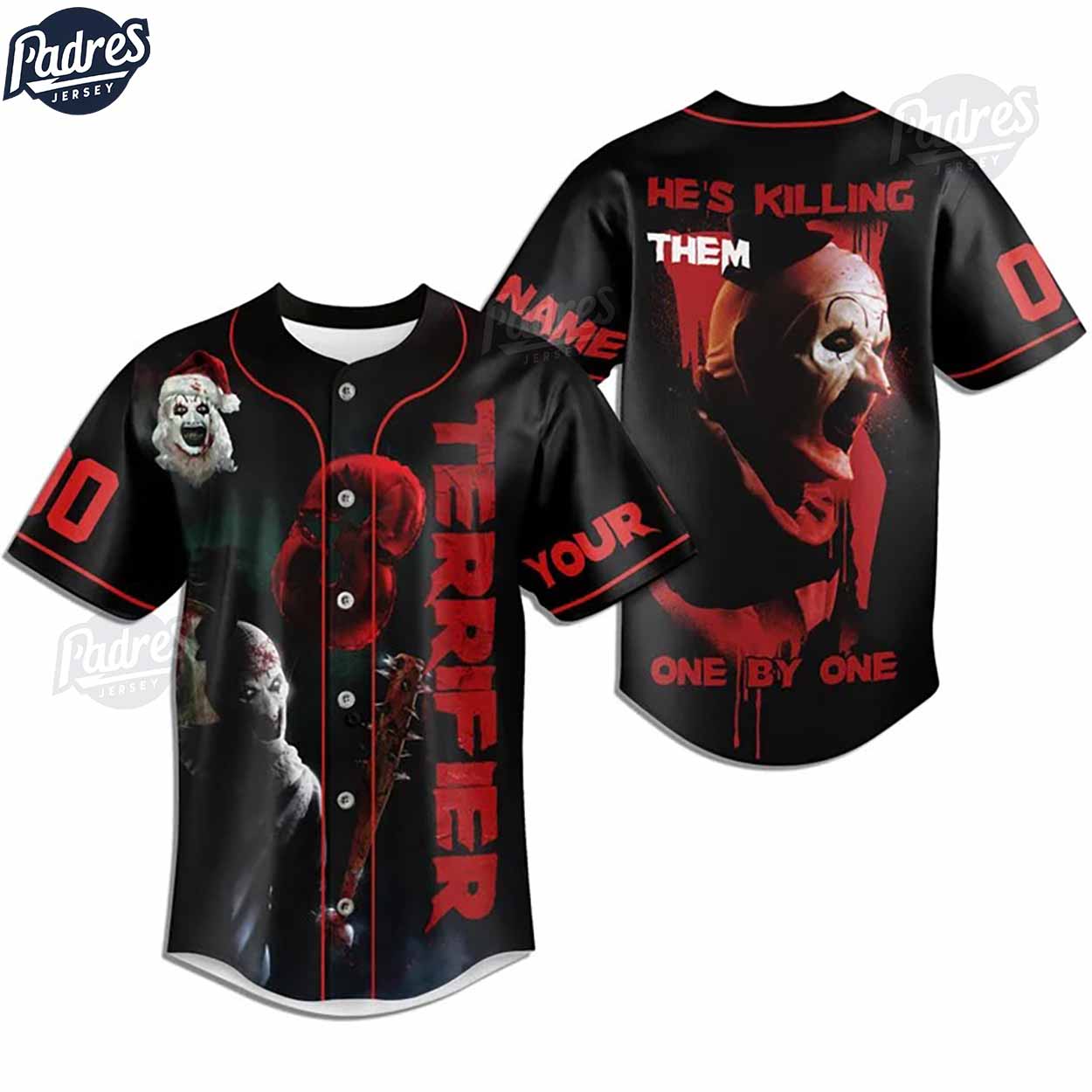 He Is Killing Them One By One By One Terrifier 3 Custom Baseball Jersey - Padres Jersey Oasis: Elevate Your Baseball Style Game