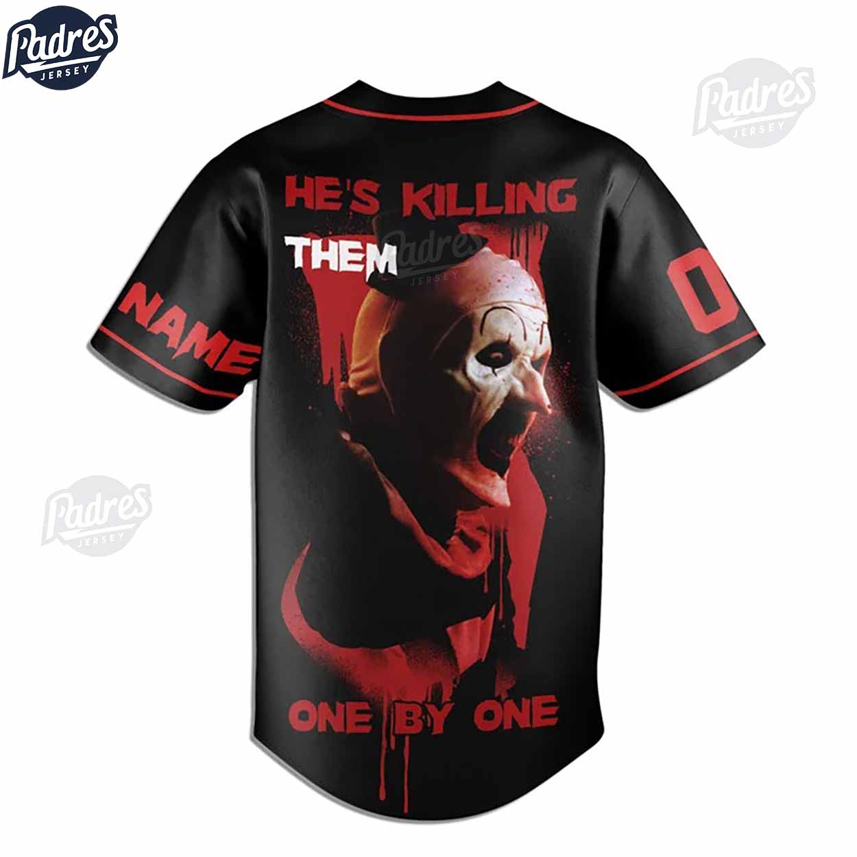 He Is Killing Them One By One By One Terrifier 3 Custom Baseball Jersey - Padres Jersey Oasis: Elevate Your Baseball Style Game