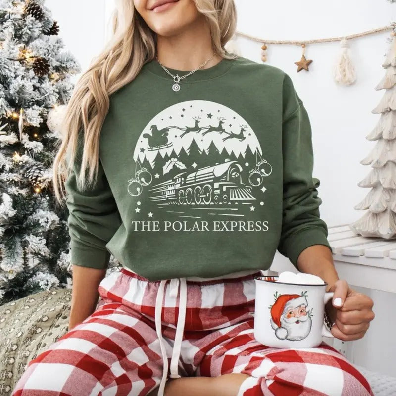 Vintage Polar Express Christmas Shirt/Sweatshirt/Hoodie, Retro Crewneck, Gift For Xmas, Cotton, Womenswear Tops