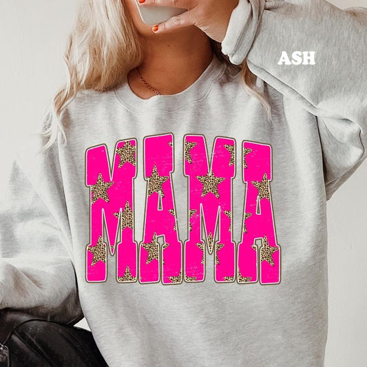 Hot Pink Mama Star Crewneck & Shirt ~ Unisex Apparel Relaxed Fit Printed In The USA Clothing Womenswear Casual Comfort Cotton Top Athletic Boho Chic