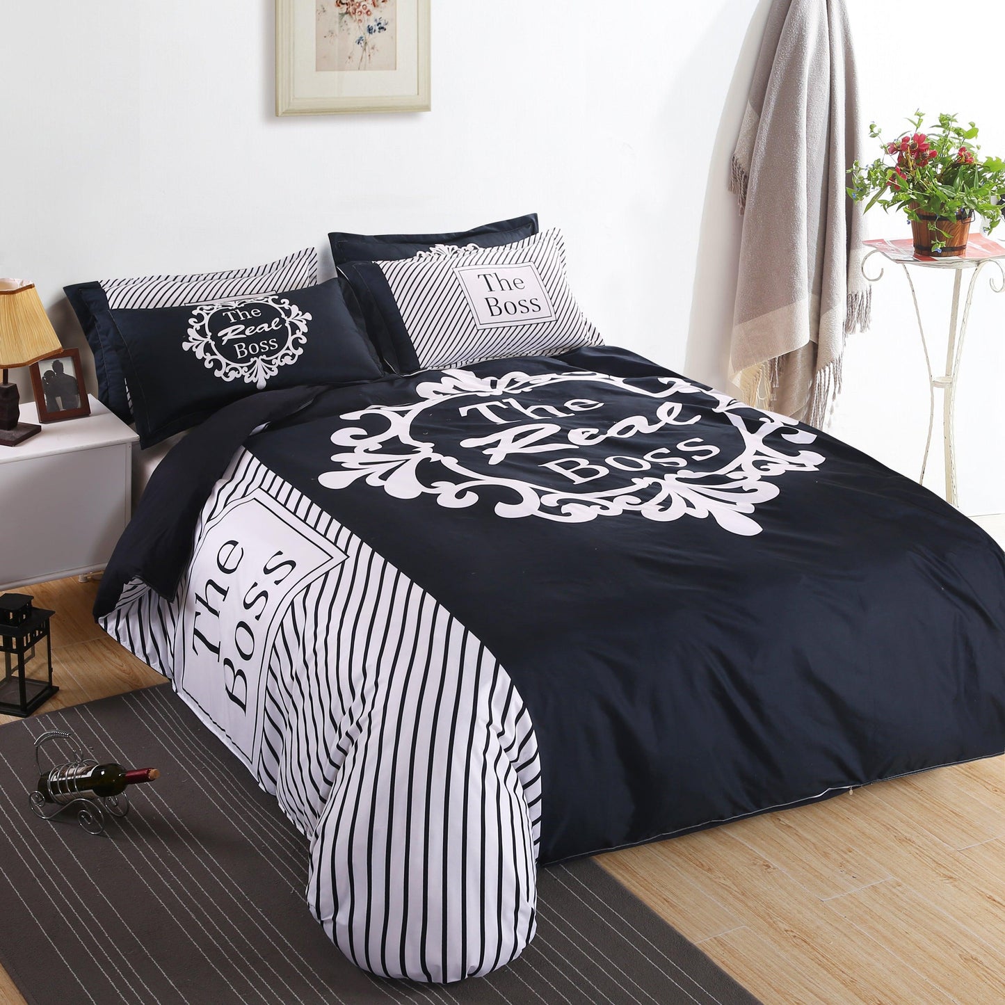 3D Black Boss Quilt Cover Set Bedding Set Pillowcases 72