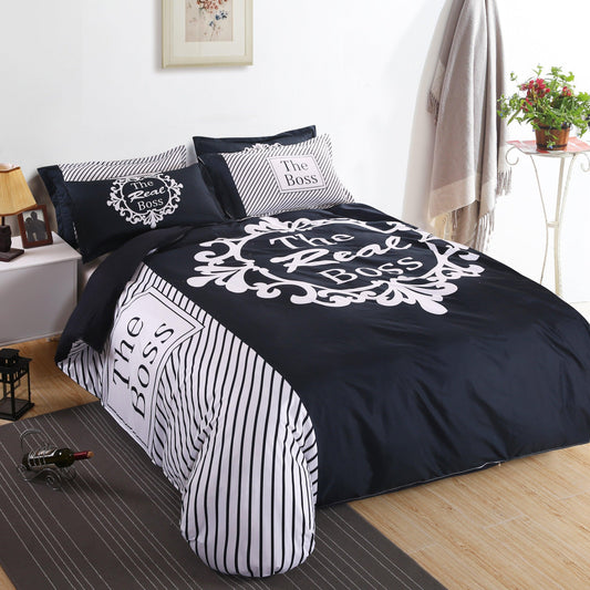 3D Black Boss Quilt Cover Set Bedding Set Pillowcases 72