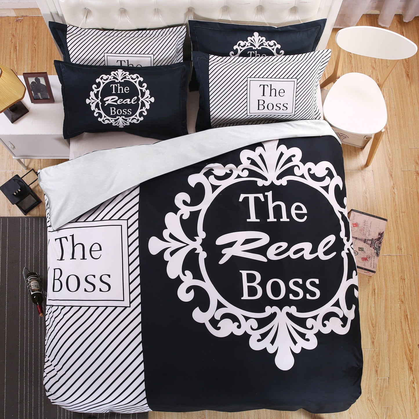 3D Boss Black Quilt Cover Set Bedding Set Pillowcases 71