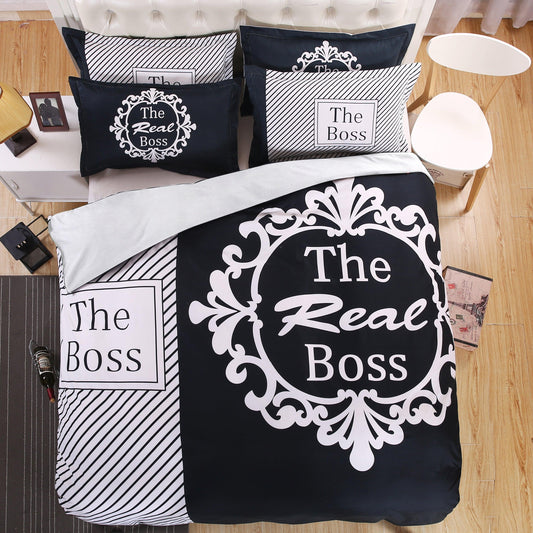 3D Boss Black Quilt Cover Set Bedding Set Pillowcases 71