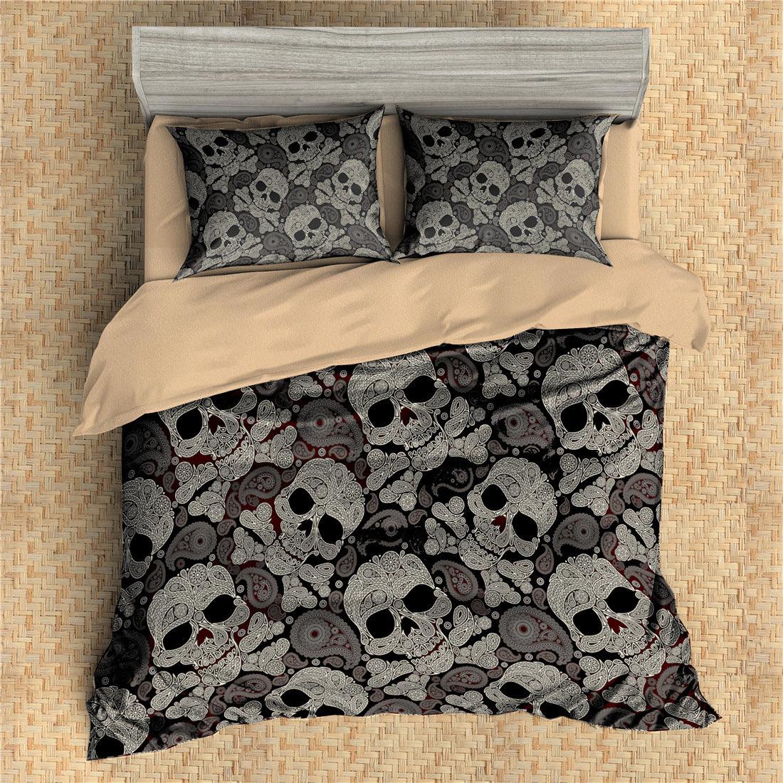 3D Black Skull Quilt Cover Set Bedding Set Pillowcases 40