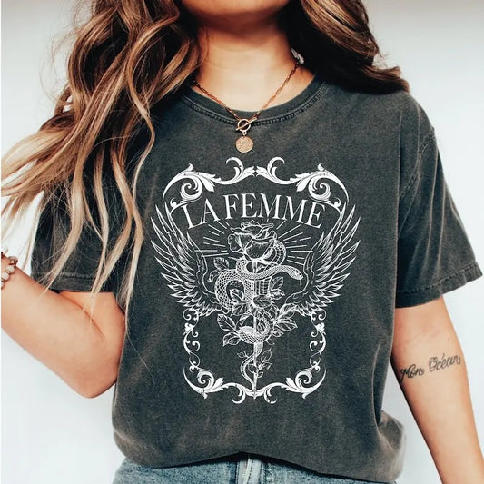 La Femme  Shirt, Snake And Rose Dark Art  Shirt, Snake And Rose Shirt Gift-209
