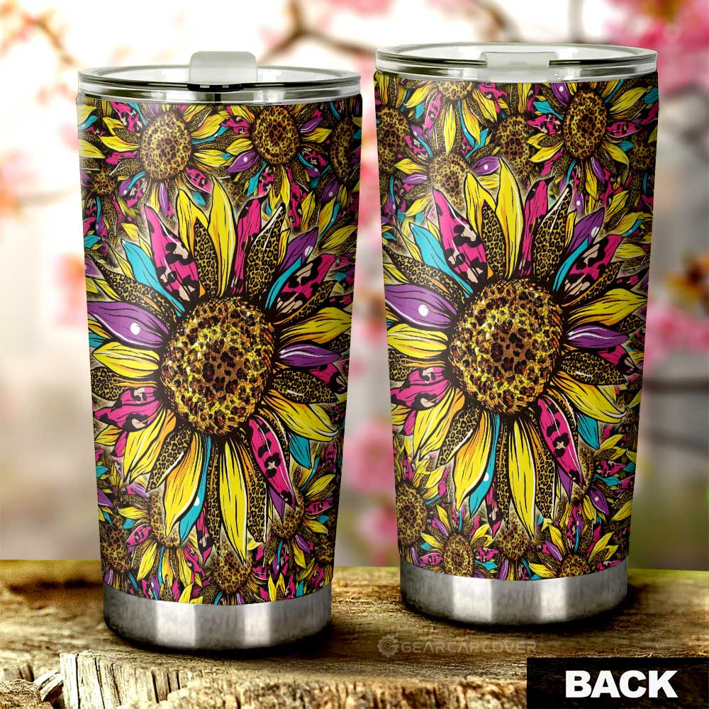 Leopard Sunflower Tumbler Cup Custom Car Accessories