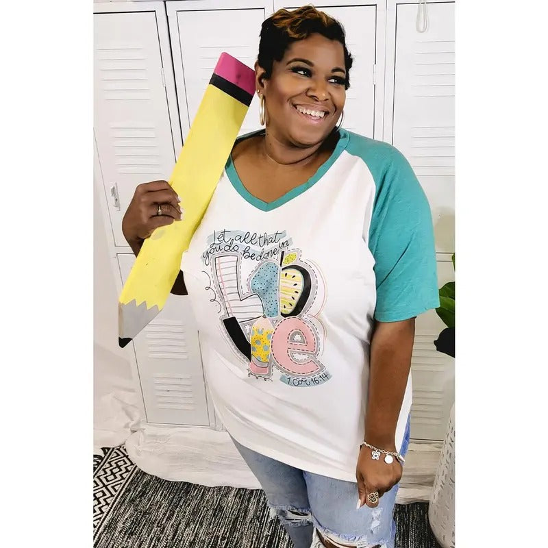 Let All That You Do Be Done in Love V-Neck Cotton Fabric