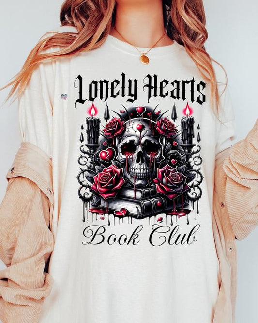 Lonely Hearts Book Club T-Shirt, Gothic dark Romance Book Sweatshirt, Morally Grey Hoodie, Anti Valentine Merch, Skeleton Skull Sweater