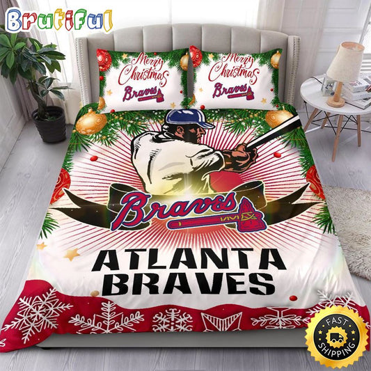 MLB Atlanta Braves Bedding Sets Merry Christmas Quilt Bedding Sets