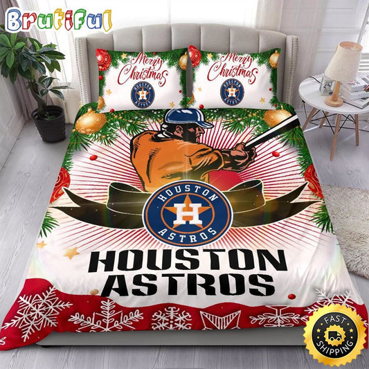 MLB Houston Astros Bedding Sets Merry Christmas Quilt Bedding Sets