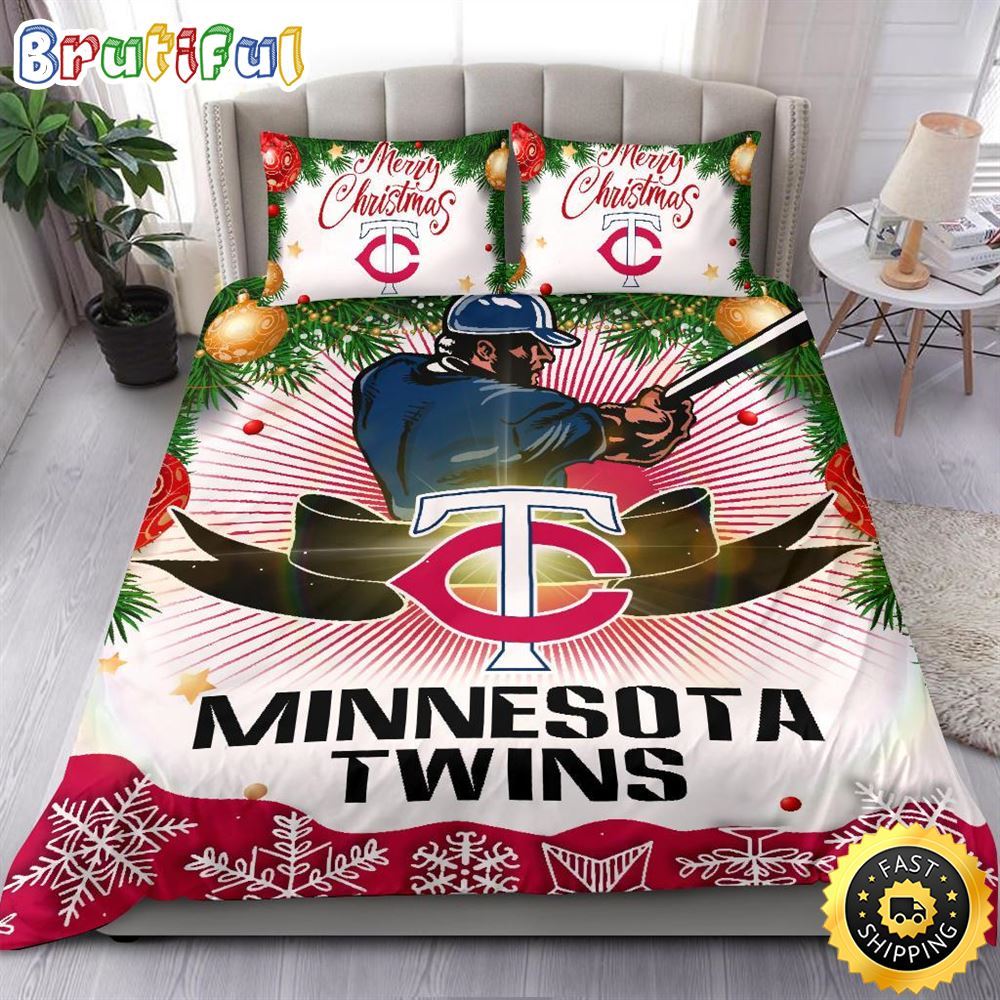 MLB Minnesota Twins Bedding Sets Merry Christmas Quilt Bedding Sets