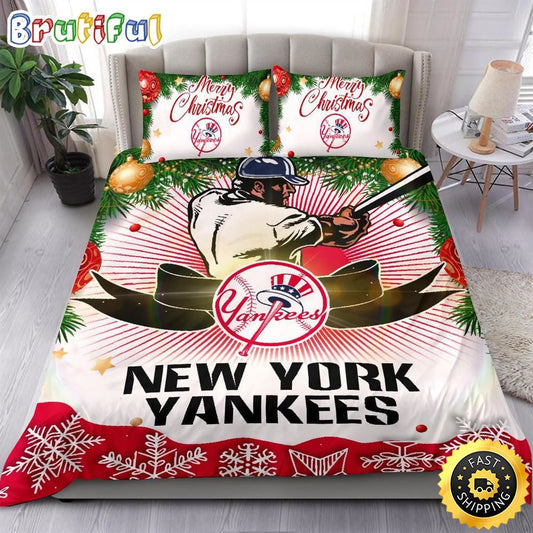 MLB New York Yankees Bedding Sets Merry Christmas Quilt Bedding Sets