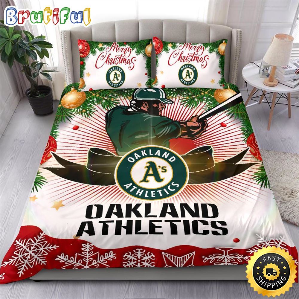 MLB Oakland Athletics Bedding Sets Merry Christmas Quilt Bedding Sets