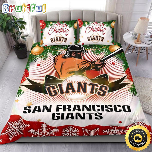 MLB San Francisco Giants Bedding Sets Merry Christmas Quilt Bedding Sets