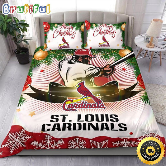 MLB St. Louis Cardinals Bedding Sets Merry Christmas Quilt Bedding Sets