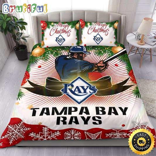 MLB Tampa Bay Rays Bedding Sets Merry Christmas Quilt Bedding Sets