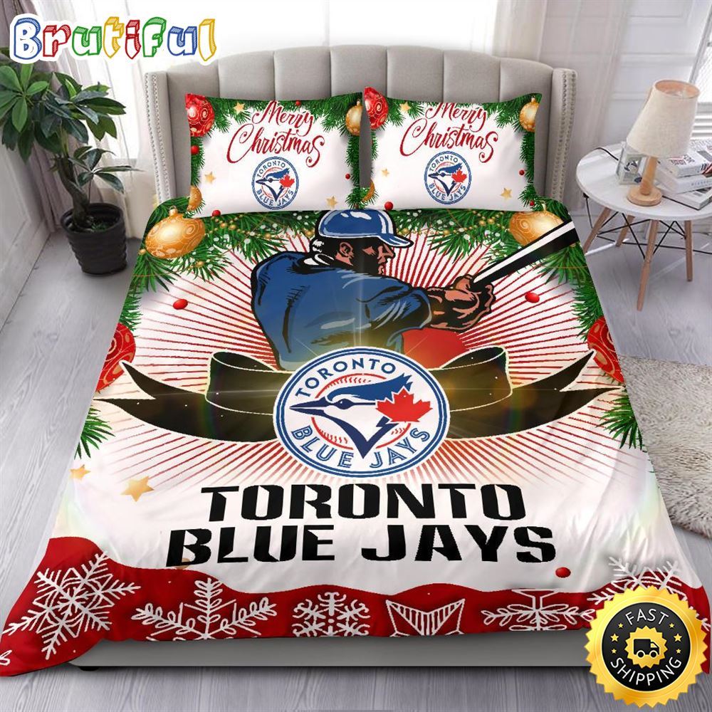 MLB Toronto Blue Jays Bedding Sets Merry Christmas Quilt Bedding Sets