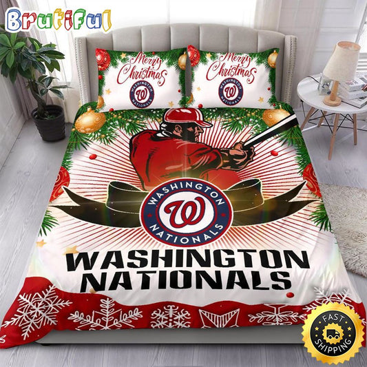 MLB Washington Nationals Bedding Sets Merry Christmas Quilt Bedding Sets