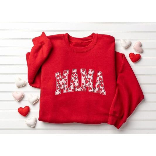 Mama Valentines Heart Valentines Day Sweatshirt ,Latte Valentine Valentines Mom Gift