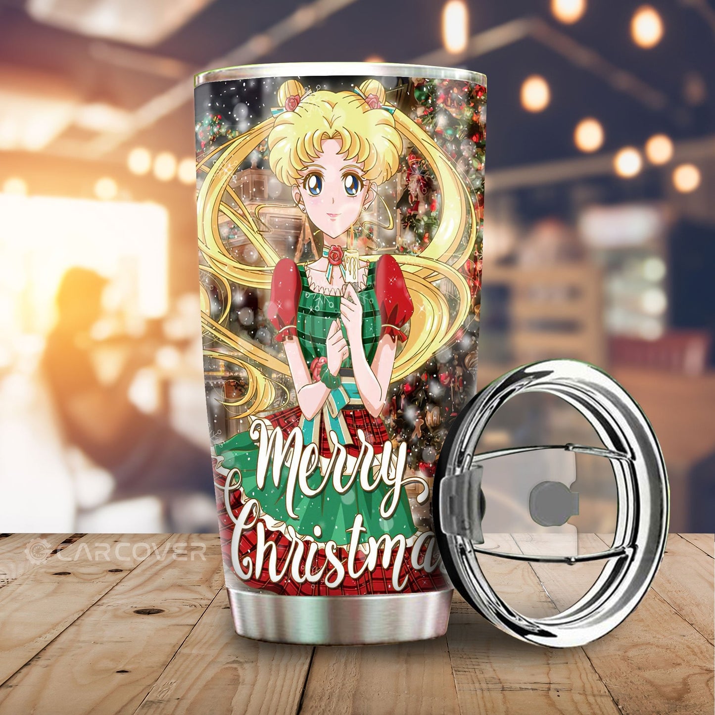 Merry Christmas Sailor Moon Tumbler Cup Custom Anime Car Accessories