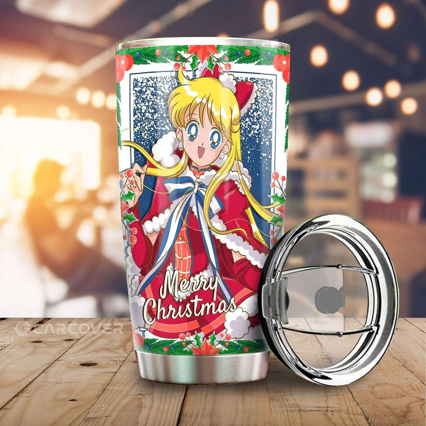 Merry Christmas Sailor Venus Tumbler Cup Custom Anime Sailor Moon Car Accessories