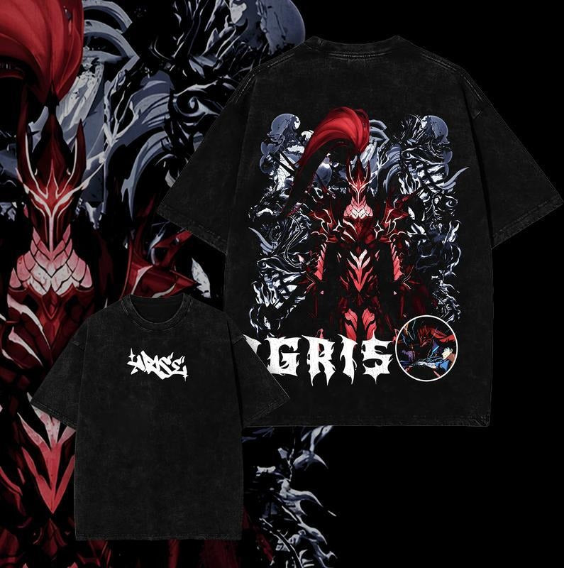 [ Mineral Wash ] Arise Sung JinWoo Solo Leveling Ver.3 Anime Double Printed Oversize Lightweight Washed Tees, Gift For Anime Fan