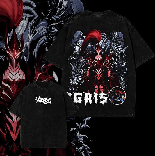 [ Mineral Wash ] Arise Sung JinWoo Solo Leveling Ver.3 Anime Double Printed Oversize Lightweight Washed Tees, Gift For Anime Fan