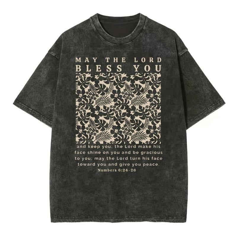 [ Mineral Wash ] May The Lord Blessed You Chrsitian Washed TShirt Jesus Graphic Washed Style Shirt