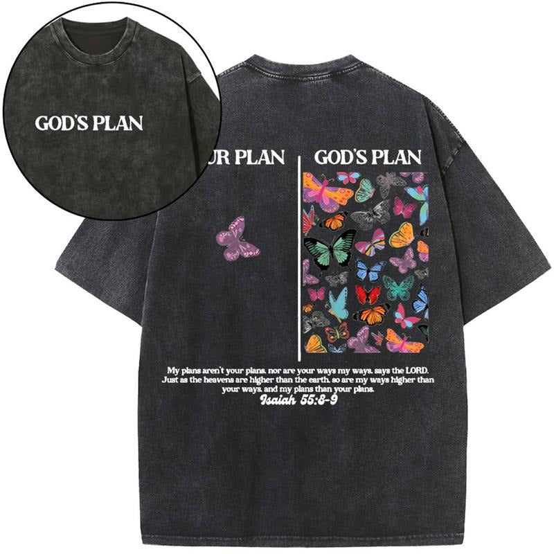 [ Mineral Wash ] Your Plan And Gods Plan Christian Washed TShirt Jesus Graphic Washed Style Shirt