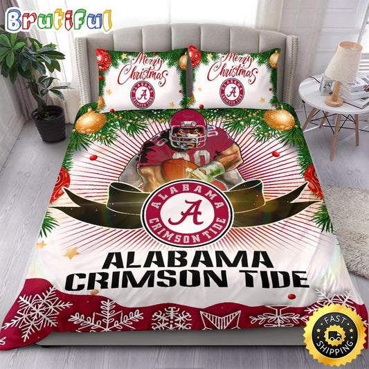 NCAA Alabama Crimson Tide Bedding Sets Merry Christmas Quilt Bedding Sets
