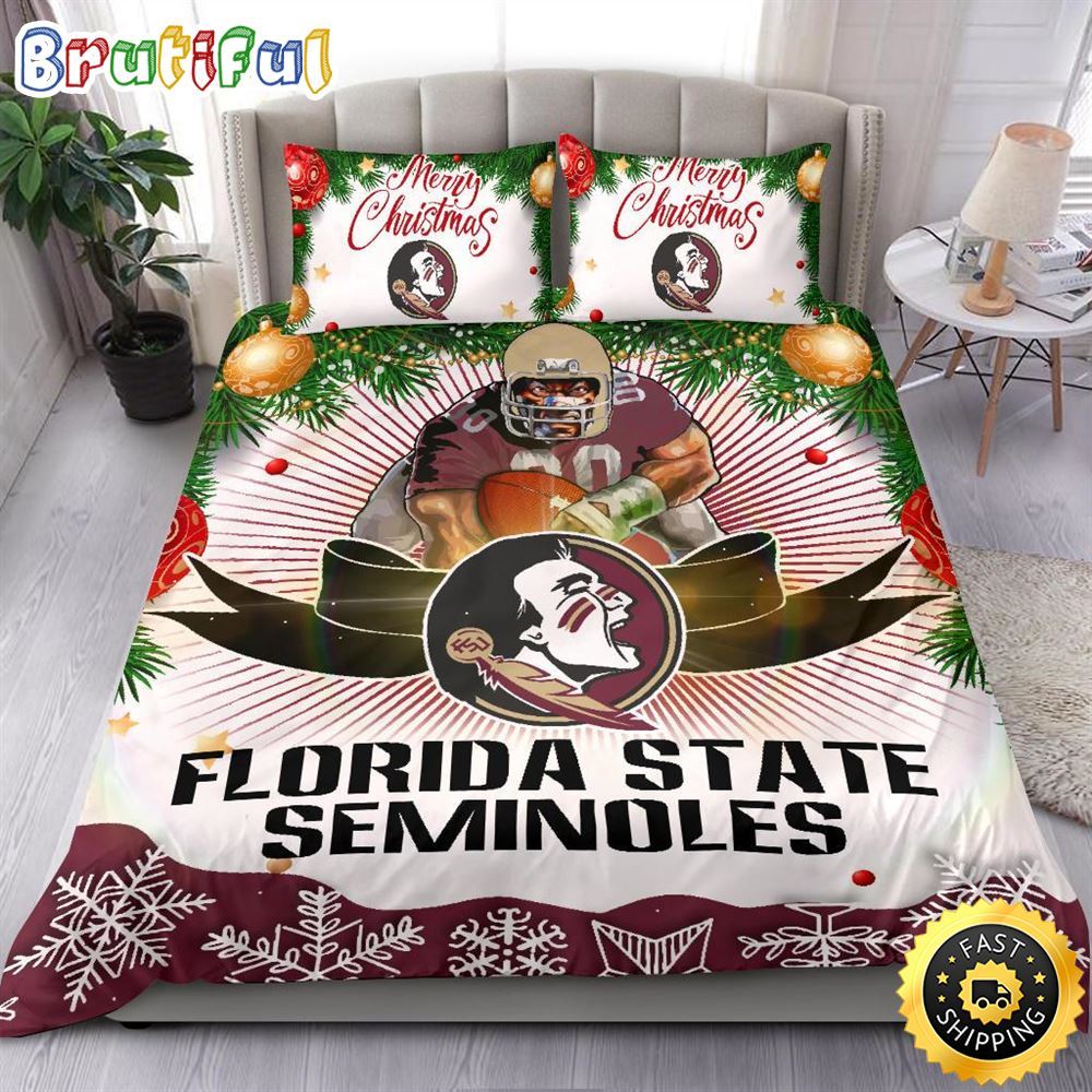 NCAA Florida State Seminoles Bedding Sets Merry Christmas Quilt Bedding Sets