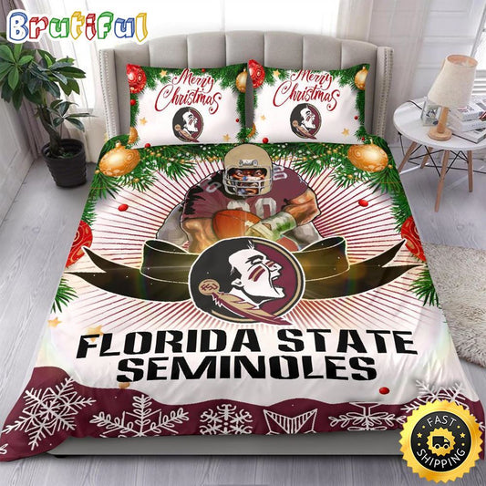 NCAA Florida State Seminoles Bedding Sets Merry Christmas Quilt Bedding Sets